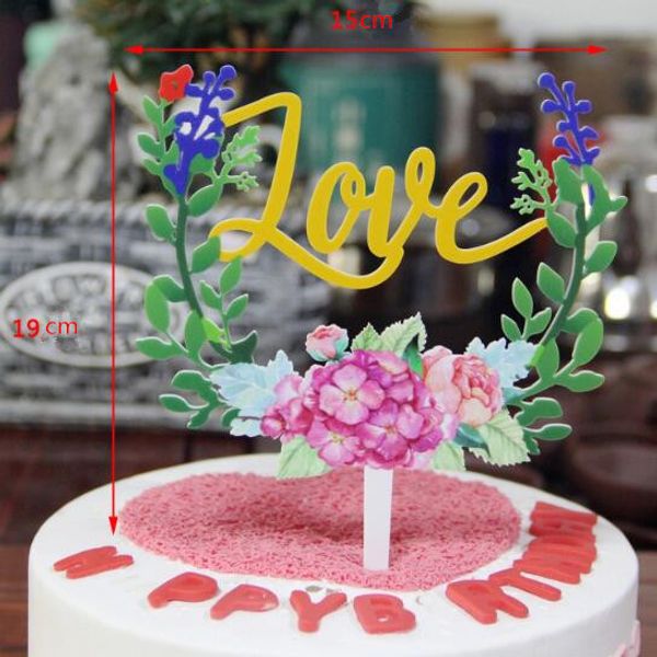 

1pc acrylic creative cake insert card animal and flower decoration birthday wedding party supplies