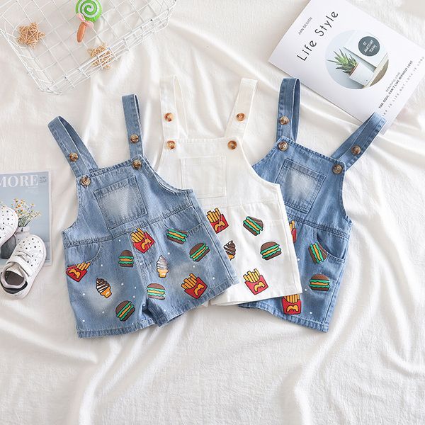 

summer baby girl overalls bib child pants infant jumpsuit clothing romper toddler boys kid girl short jeans pants 1 2 3 4 years, Blue