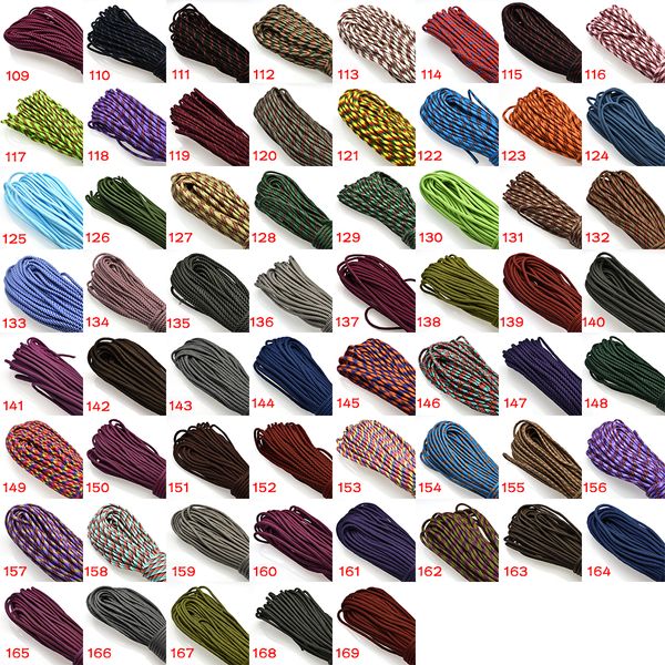 

1pcs 100ft 550 paracord parachute cord lanyard mil spec type iii 7 strand core for climbing camping buckles bracelet 109-172 colors