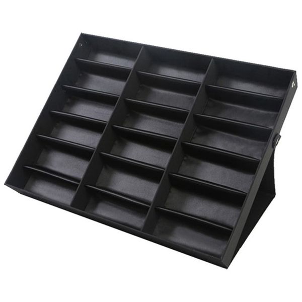 

18 grid sunglasses storage box organizer glasses display case stand holder eyewear eyeglasses box sunglasses case black, Silver