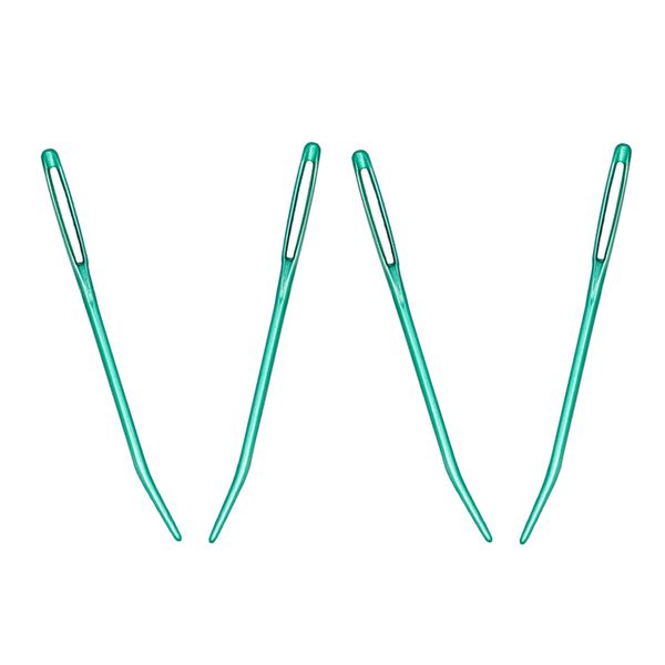 

4x sets curved tip darning needles embroidery made of aluminum for tapestries, green, Black