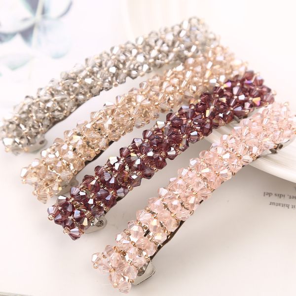 

корейские клипы rhinestone barrettes волос 1pc элегантный шпильки кристалл hairgrips 6 цветов для женщин девочек аксессуары для волос, Golden;silver