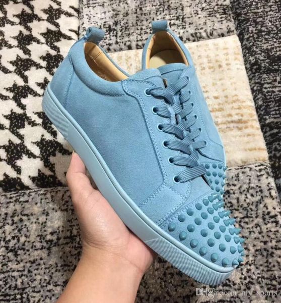 

spikes low red bottom shoes suede studded sneakers shoe women men luxury designer flat casual red sole fall casuals, Black