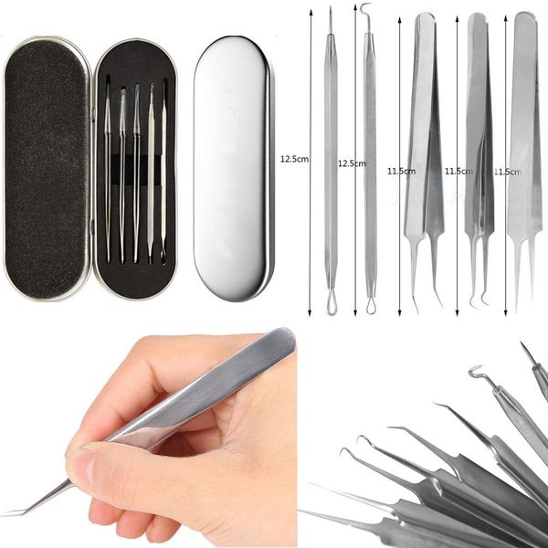 

health and beauty 5pc blackhead acne comedone clip needle tweezers pimple extractor remover set 2019 feb13