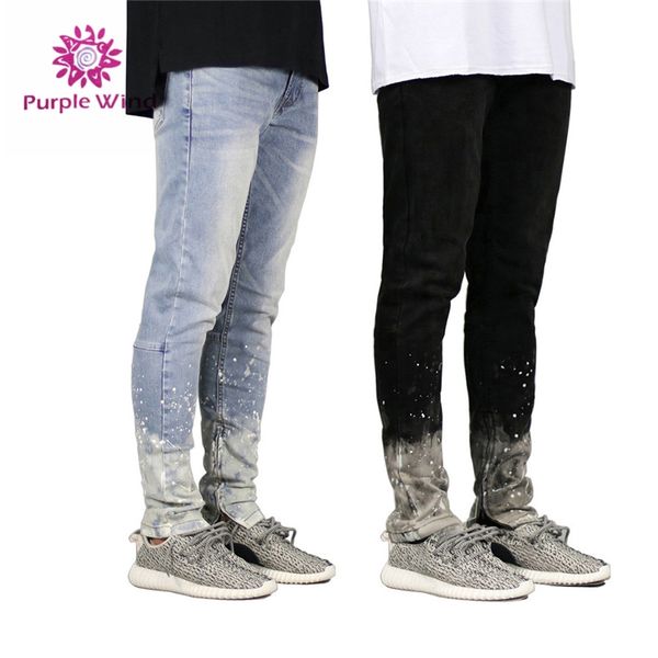 

two colors print dot on bottom monkey wash men denim jean pant, Blue