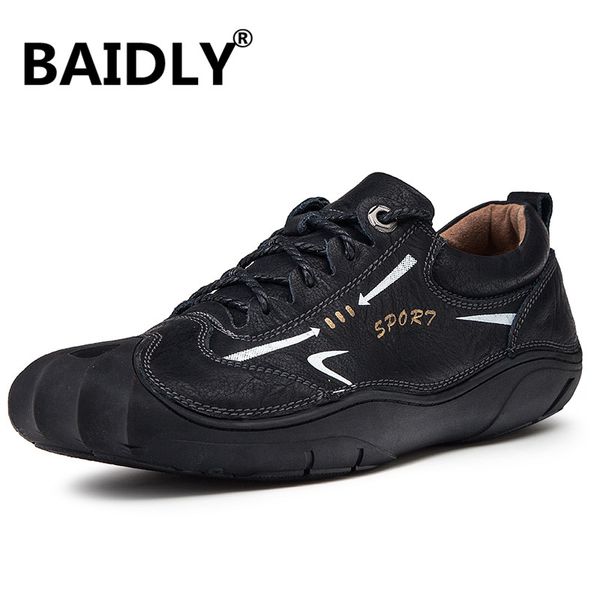

luxury summer casual lace up shoes men leather outdoor walking shoes genuine leather loafers moccasins flats men, Black