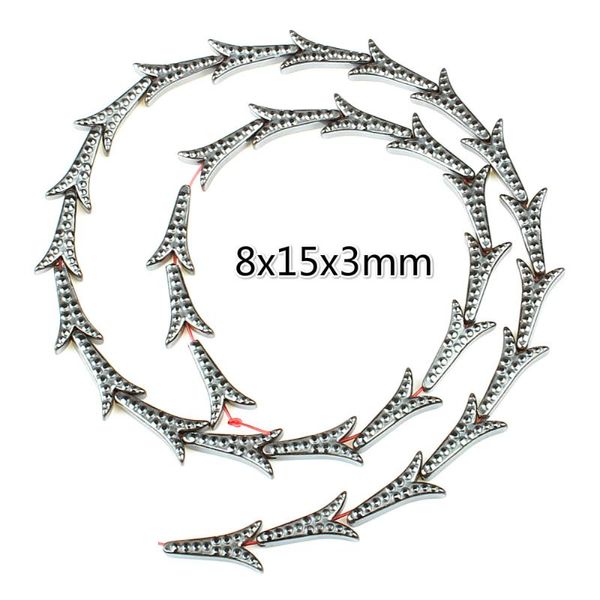 

natural stone hematite arrow shaped loose beads 8x15x3mm black arrow beads for diy bracelet necklace ornaments (15 inch