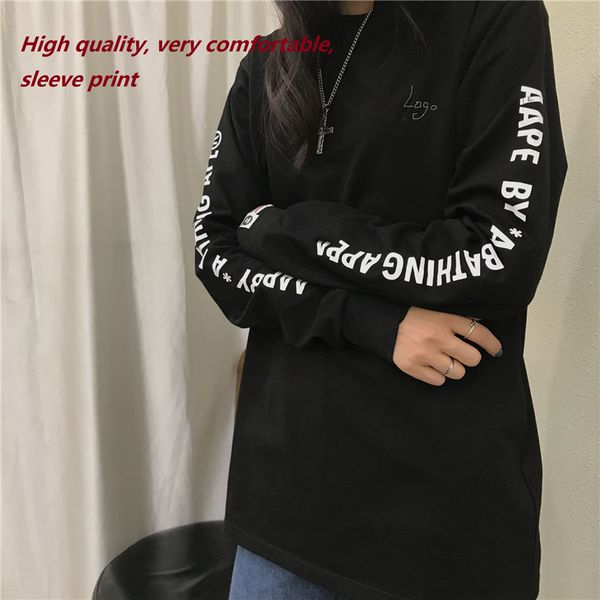 

19aw mens womens hoodies sleeve printing round neck classic european american fashion round neck comfortable sleeve printing sweater m-2xl, Black