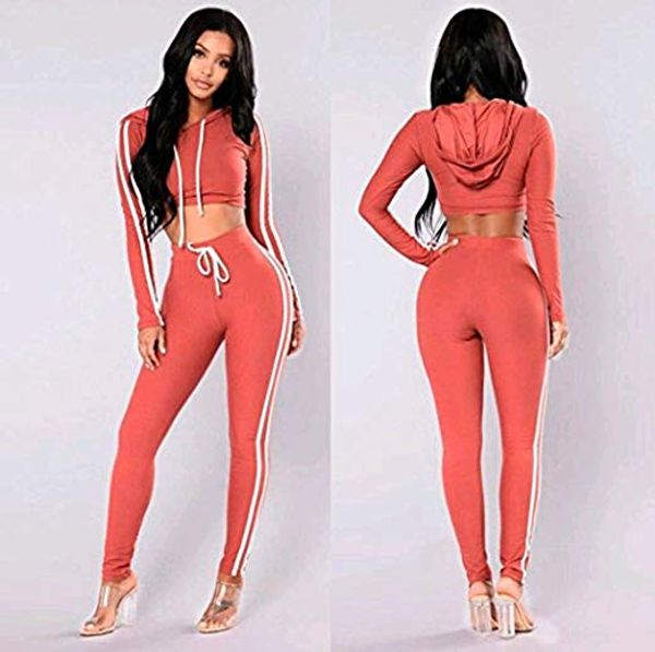 

imcute 2pcswomen спортивный спортивный костюм толстовки с капюшоном пот топ+длинные брюки 2шт спортивная одежда подходит для женщин тренажер, White