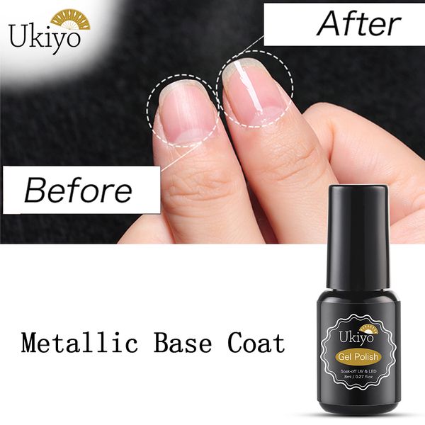 

ukiyo 8ml metallic base coat gel nail polish manicure soak off uv led hybrid gel varnish long lasting base coat nail art design, Red;pink