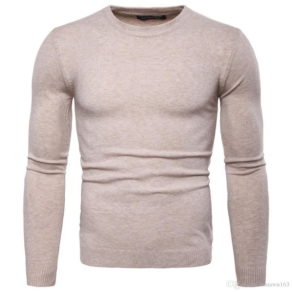 Slim Fit Pullover Sweater Men Fashion Tops With Long Sleeve Crew