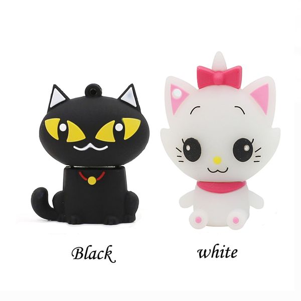 

black/white cute cat flash storage device 64gb 32gb 8gb 4gb pen drive key 16gb usb memory stick u disk