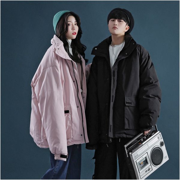 

cz03 *p140 winter man stand lead cotton-padded clothes easy keep warm bread serve neutral loose coat, Tan;black