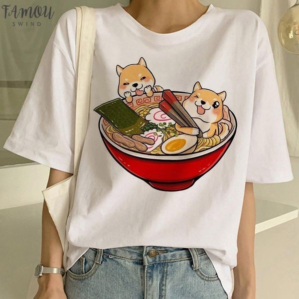 

shiba inu t shirt funny cute animal shirt funny graphic v neck korean clothing women ulzzang t shirt female tees harajuku, White