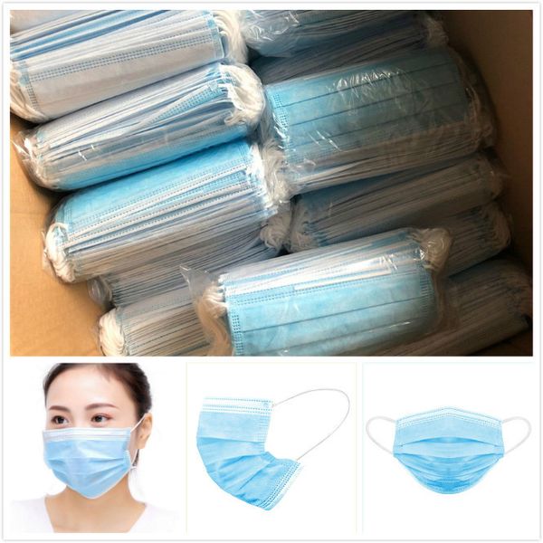 

disposable face mask 3 layer ear-loop dust mouth masks cover non-woven outdoor party dust mask electrostatic filtration