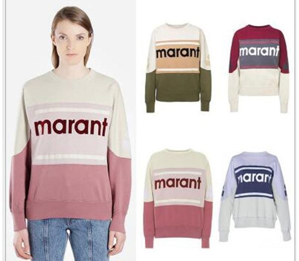 

marant толстовка color matching vintage o-neck long street рукава пуловер кофта мода весна-лето рубашки свитер hfhlwy032fashion, Black