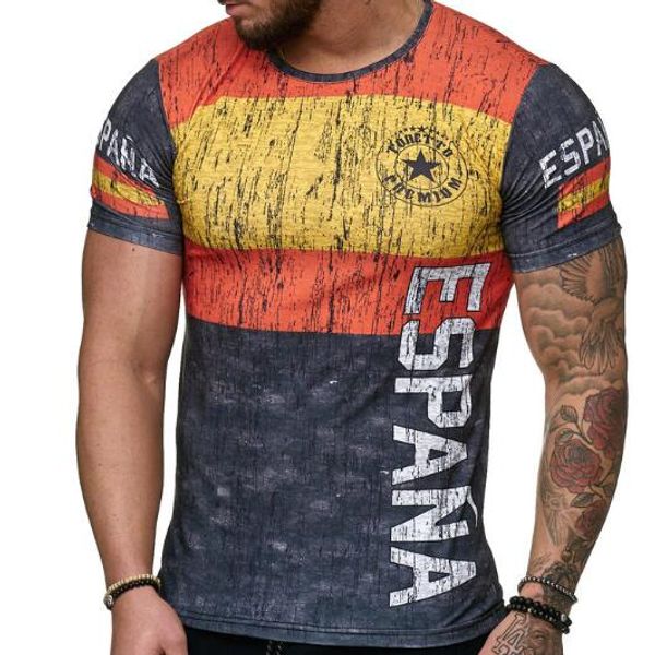 

2019 new summer german letter mens t-shirt 3d printing round neck casual t shirt for men, White;black