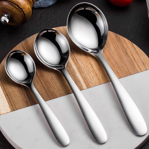 

ss304 tea spoon new design round stainless steel deepening ice scoop soup feeding children l silvery
