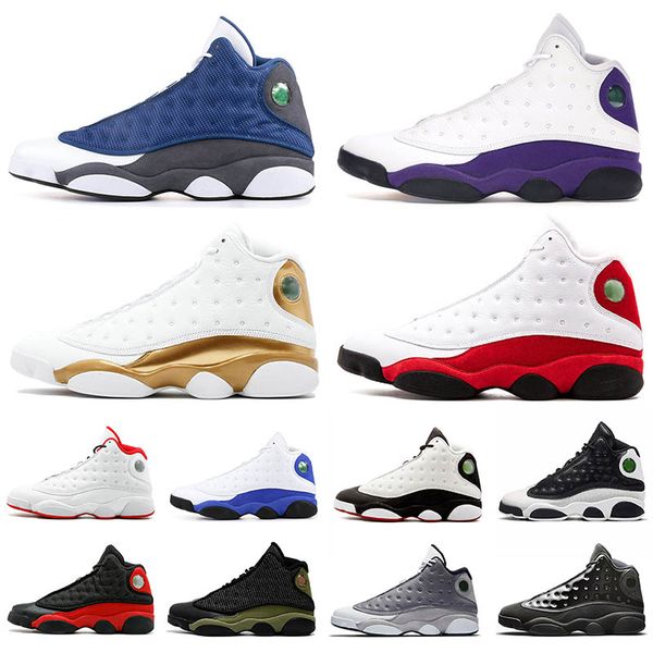 

mens basketball shoes purple lakers 13 flint bred dmp chicago black true red moon particle graduation sports shoes 13s black cat sneakers, White;red