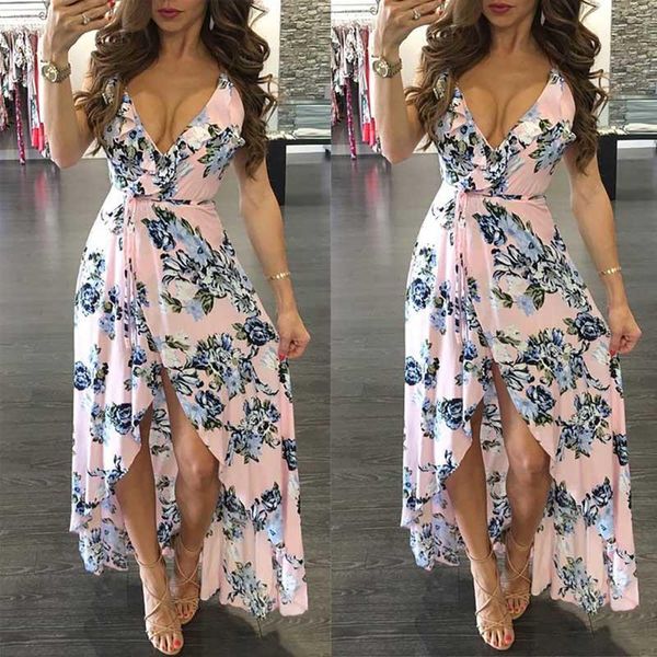 

hirigin new 2019 dresses fashion women's long dresses print women summer long maxi dress beach sundress womens clothing s-xl t200320, Black;pink