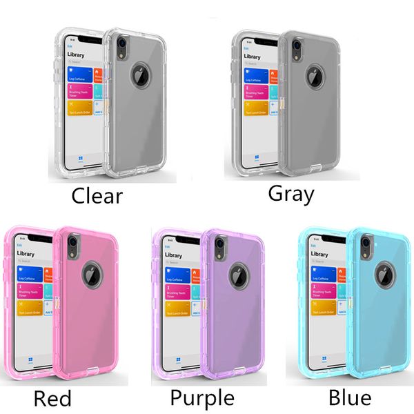 

3 in 1 clear robot phone case defender transparent protector for iphone 11 pro max x xs xr xs max samsung galaxy note10 s10 s9 s8 plus