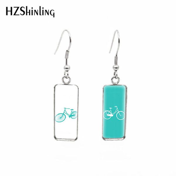 

new funny bicycle rectangular earring vintage bike fish hook earring glass dome p jewelry ing, Silver