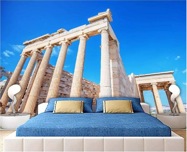 

3d room wallpaper cloth custom p blue roman architectural landscape beautiful minimalist european style wall wallpaper for walls 3 d