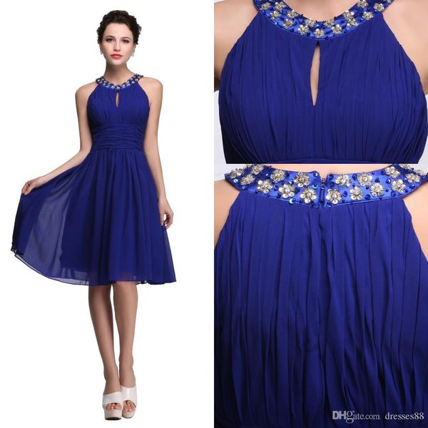 

royal blue шифоновые платья возвращения на родину jewel halter crystal спинки короткие платья выпускного вечера sparkly red party платья, Black