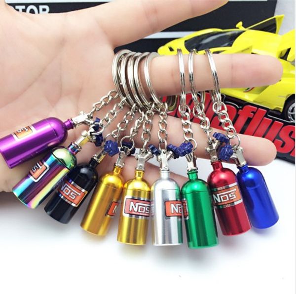 

car keychain pendant jewelry for women men mini keyring random color nos turbo nitrogen bottle metal key chain key ring holder, Silver