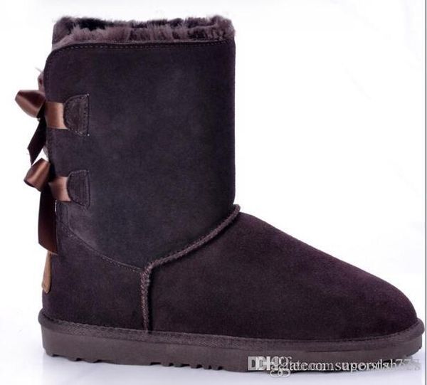 

2020 wholesale new fashion australia classic tall winter boots real leather bailey bowknot women's bailey bow snow boots shoes boot, Black