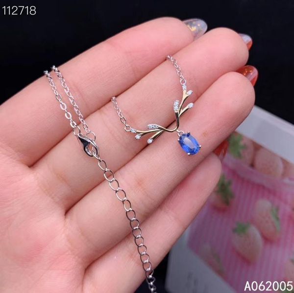 

kjjeaxcmy fine jewelry 925 sterling silver inlaid natural sapphire female new pendant necklace elegant support test with box