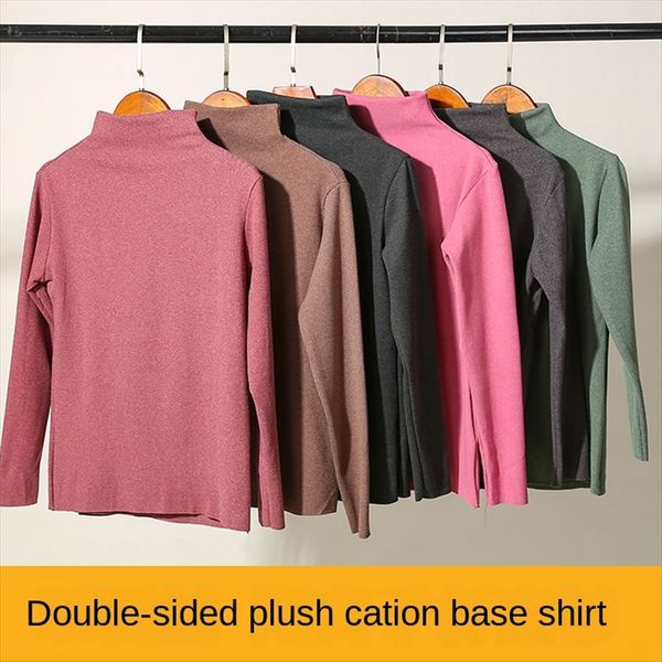 

merche cation base sweater shirt shirt female 2019 semi-high collar warm elastic sweater, White