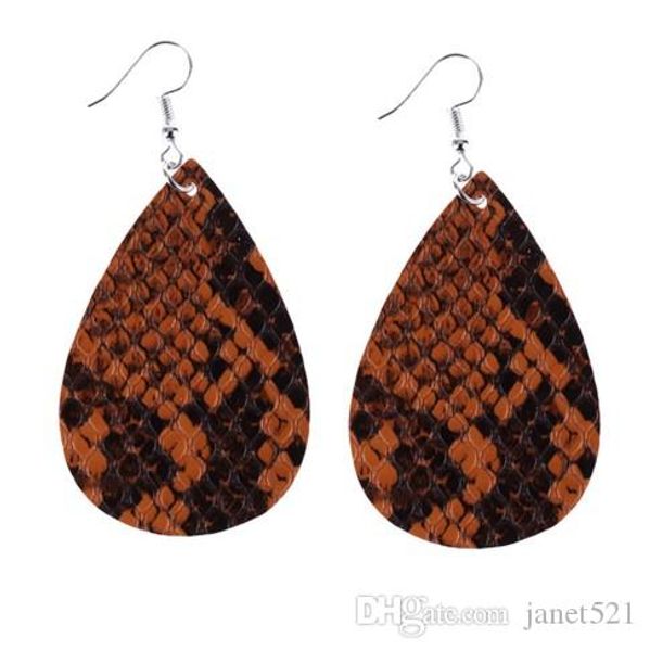 

snakeskin print leather earrings for women snake turtle crocodile leopard print earrings lightweight teardrop leather earrings, Silver