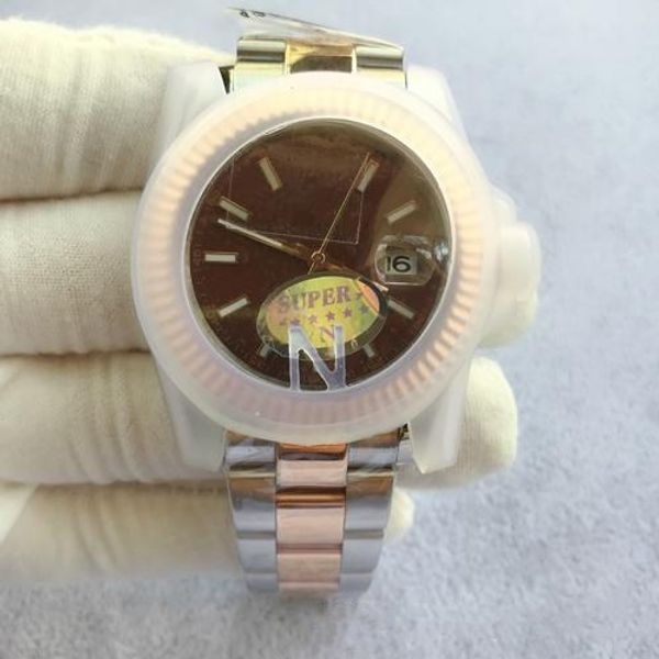 

2020 v3 male wristwatch date-just 2813 asia movement watch stainless steel folding buckle sapphire glass 50m waterproof, Slivery;brown