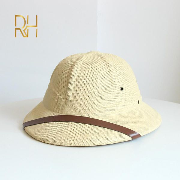 

fashion vietam war army hat women men british explorer straw helmet summer boater bucket sun hat jungle miners cap rh y200602, Blue;gray
