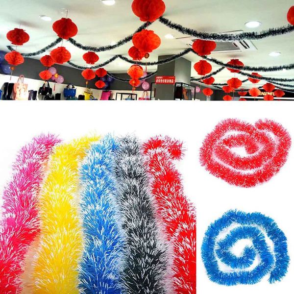 

2m colorful christmas decoration bar ribbon garland tinsel hanging xmas tree ornaments outdoor party shopping mall decor