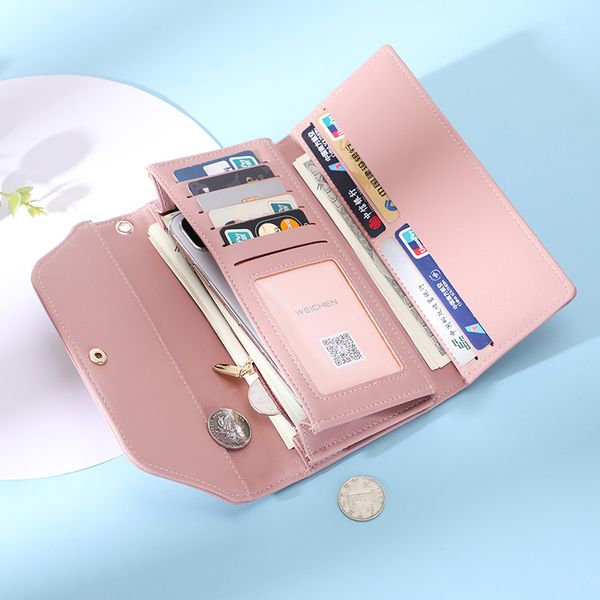 

браслет с длинным сцеплением кошелек женский trifold женский кошелек карты телефон карман искусственная кожа женские кошельки женские кошель, Red;black