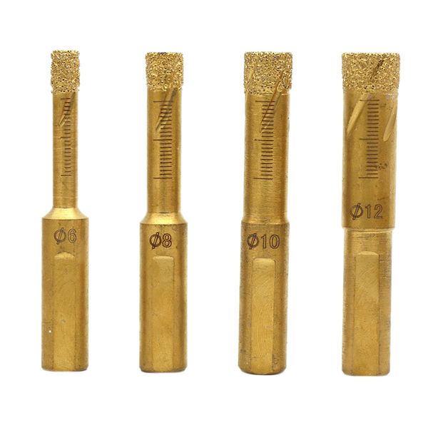 

promotion 4pcs/set dry diamond drill bits for porcelain granite tile glass ceramics marble 6mm-12mm