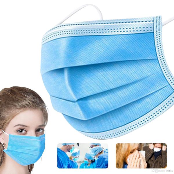 

wholesale Disposable Face Mask 3 Layer Ear-loop Dust Mouth Masks Anti-dust Cover Non-woven Safety Masks Breathable Mask with Box Package