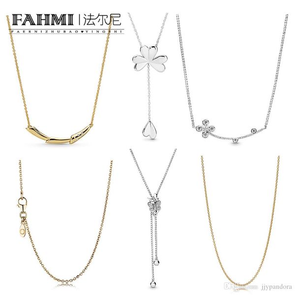 

pandora i00% 925 sterling silver shine золотой якорь цепь butterflie ожерелье четыре листа клевера лепесток ожерелье цветка стебель ожерелье