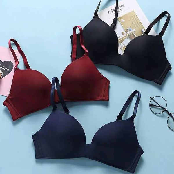 

bras a/b cup women seamless bra underwear bralette push up female brassiere intimate lingerie solid color wirefree, Red;black