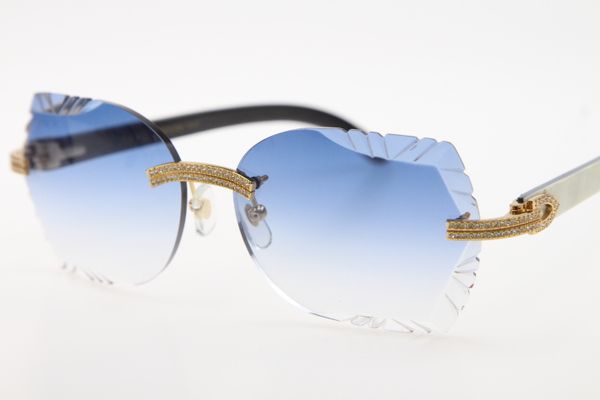 

супериор поставщики большие камни очки 3524012 rimless белый внутри черный буффало хорн солнцезащитные очки унисекс кошка глаз очки резные о, White;black