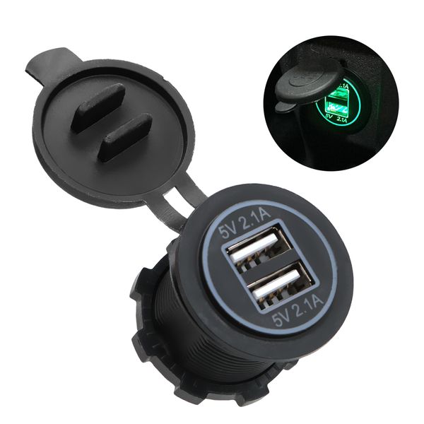 

leepee 12-24v cigarette lighter led car dual usb socket 5v 2.1a dual usb car motorcycle charger charger power adapter