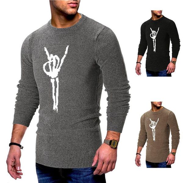 

mens fashion designer sweaters o-neck skull hands printed long sleeved pullovers, White;black