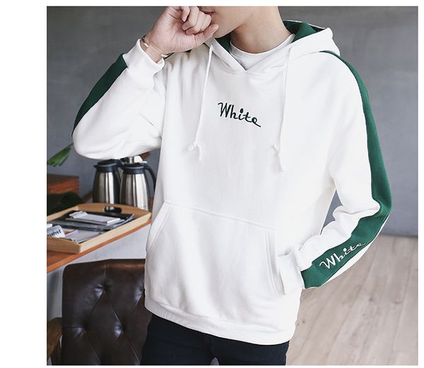 

men fashion embroidery hoodies sweatshirt long-sleeve matching color casual coat streetwear spring plus size pullover hooded wgwy166, Black
