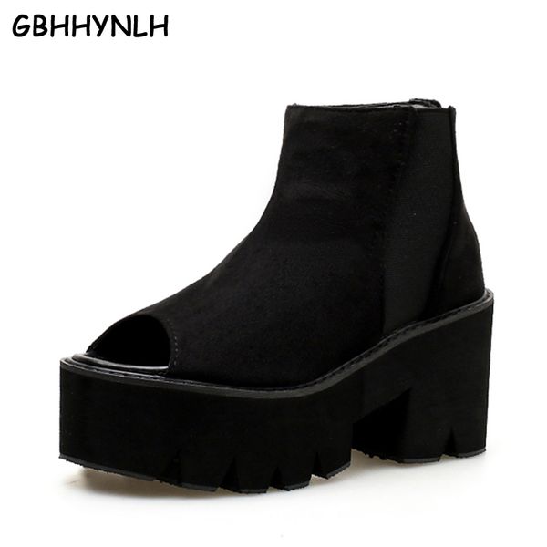 

boots women fall shoes high heels motorcycle ankle boots for women platform autumn shoes peep toe lja416, Black
