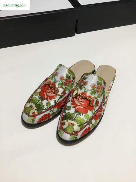 

princetown designer men's and women's slippers classic slippery metal buckle beach slippers soft slippers lovers shoes36-45, Black