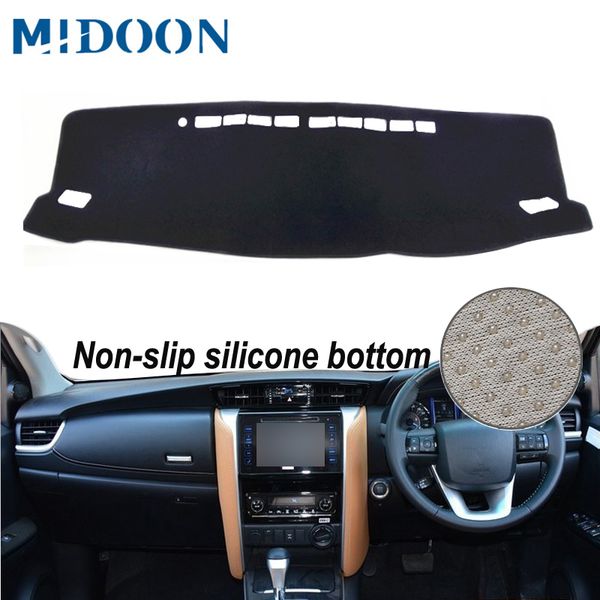 

midoon car dashboard cover silicone non-slip carpet anti-uv for fortuner 2016 - 2018 sun shade dashmat dash board cover p
