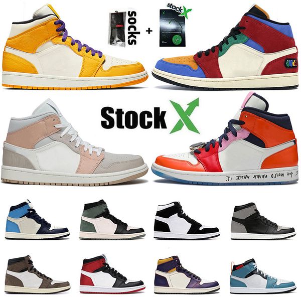 

stock x 2020 mid milan women basketball shoes fearless blue south beach shattered backboard mens jumpman sport trainers sneakers 36-46, White;red