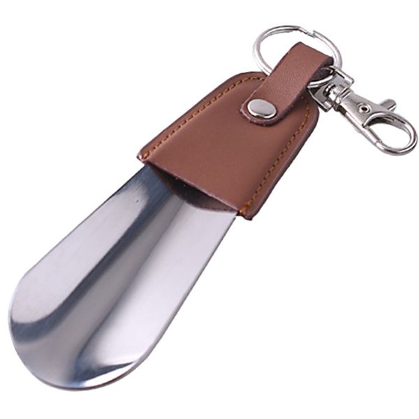 

shoe horn slip key ring sturdy mini seniors spoon portable stainless steel leather, White;pink
